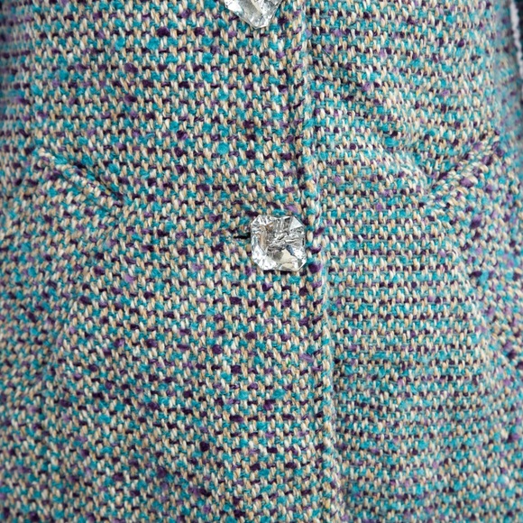Wet Seal tweed structured fit jacket with large clear rhinestone buttons size S - Picture 6 of 12